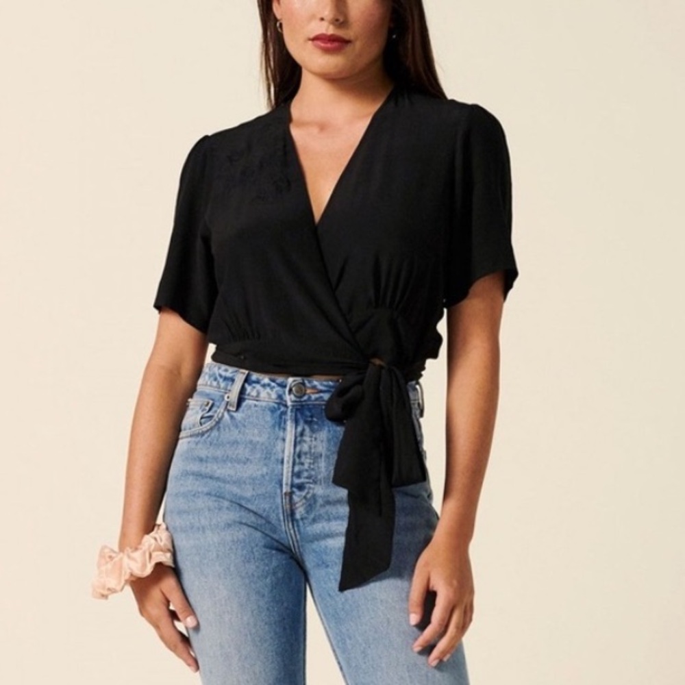Rouje Benedicte Wrap Top Black Size 34